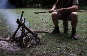 Lighting a campfire