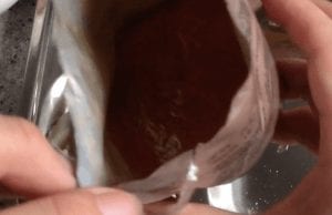 The inside of a beef and gravy military MRE