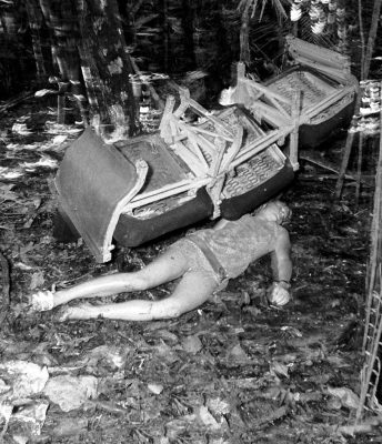 Juliane Koepcke laying under the seats that saved her landing