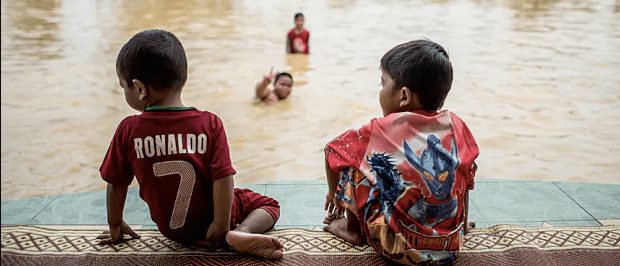 kids swimming in the water