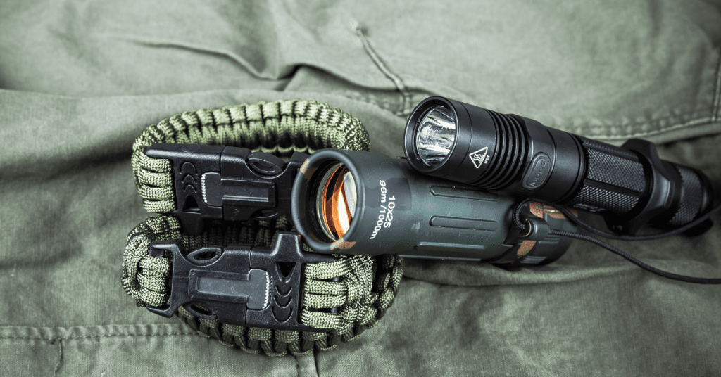 tactical flashlight and other gear