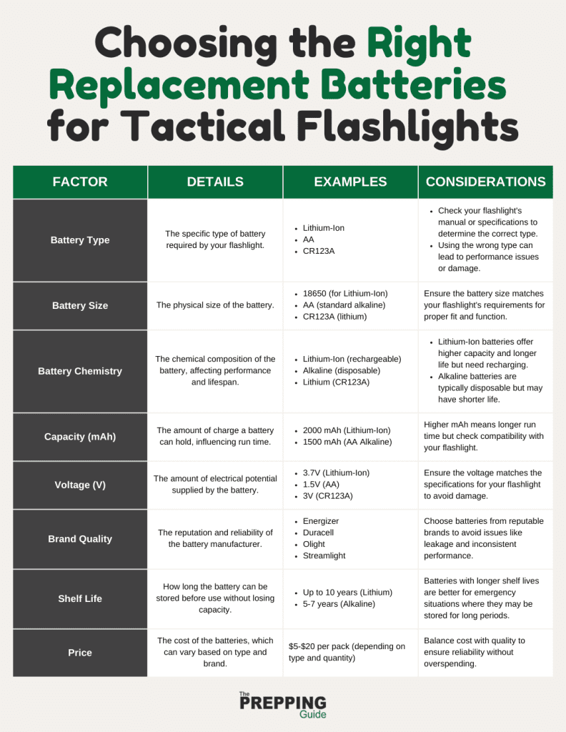 Choosing the Right Replacement Batteries for Tactical Flashlights