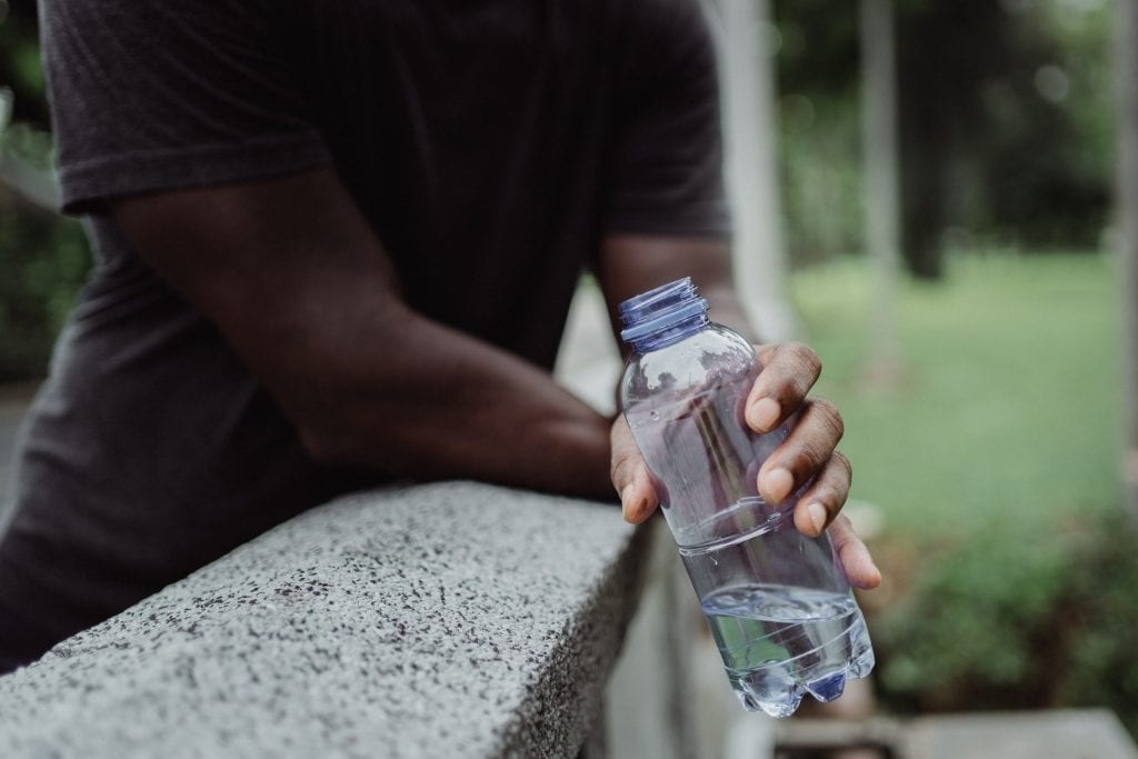 plastic bottle with water inside