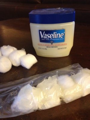 vaseline with cotton balls