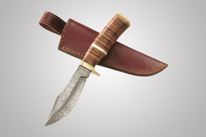 SZCO-Damascus-Stacked-Leather-Bowie-Knife
