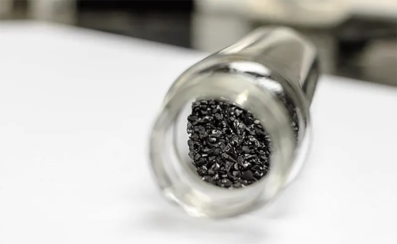 activated-carbon inside a glass jar