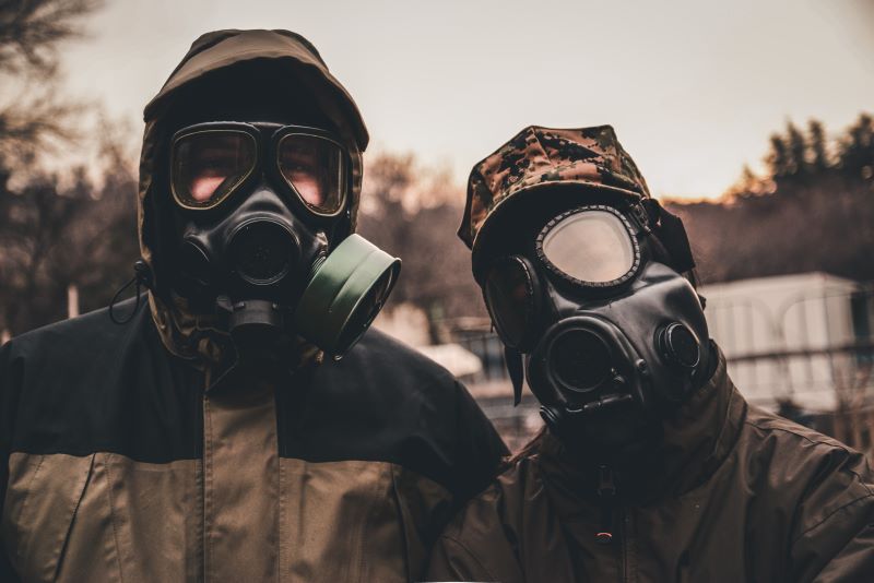 wearing gas masks