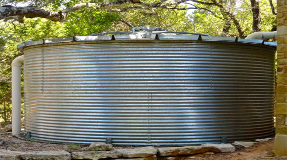 A steel tank for water storage.