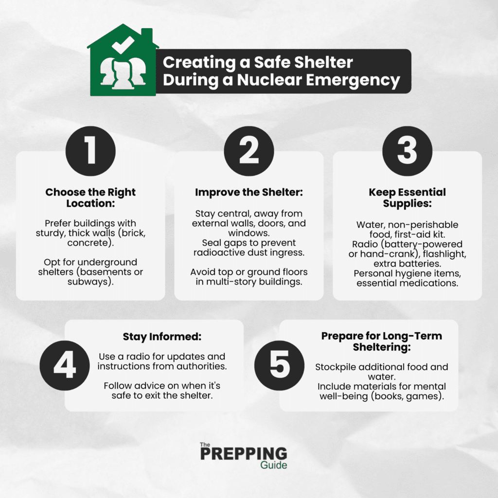 An instruction on how to create a safe shelter during a nuclear emergency.