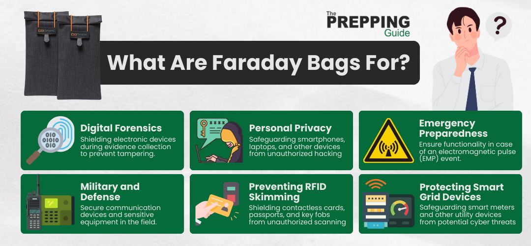 Uses of Faraday bags.