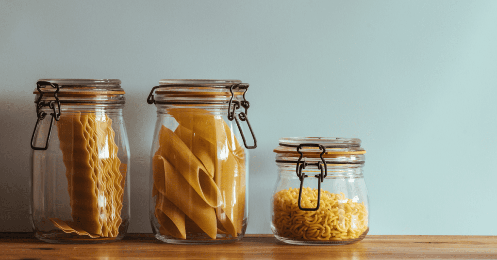 pasta products stored in glass jars