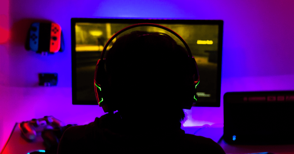 person playing a PC game 